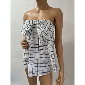 Milly Top With Bow Cut Style While/black Plaid